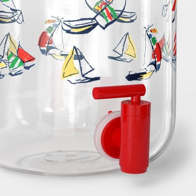 4.5qt Plastic Sail Boat Print Beverage Dispenser with Handle - Room Essentials