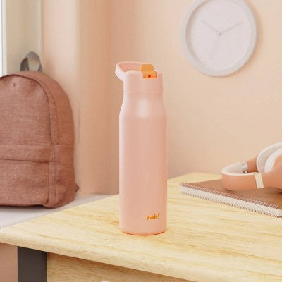 Zak Designs 20 fl oz Stainless Steel Tranquility Straw Bottle - Blush