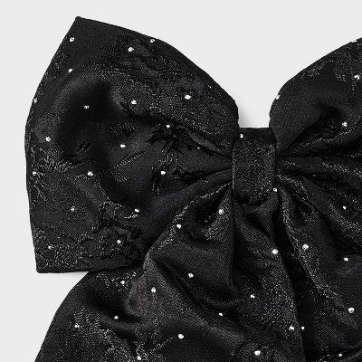 Brocade Fabric Hair Bow - A New Day Black