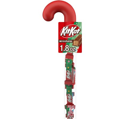 Kit Kat Milk Chocolate Wafer Filled Plastic Cane Christmas Candy Miniatures - 1.8oz