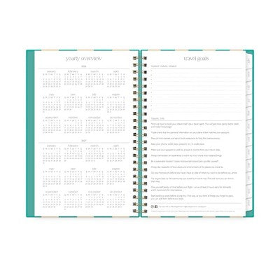 Rhi James for Blue Sky Weekly/Monthly Planner 15 Month Wirebound 5"x8" Textured Paper Hardcover - Teal Stripe