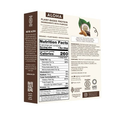 ALOHA Coconut Chocolate Almond Plant-Based Protein Bars - 14g Protein - 9.88oz/5ct