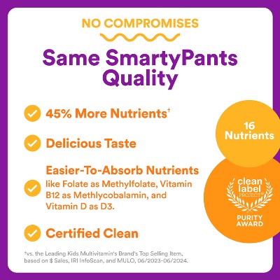 SmartyPants Toddler Plus Multivitamin & Omegas Gummies with Vitamins C, D3, B12 & Zinc - 60ct