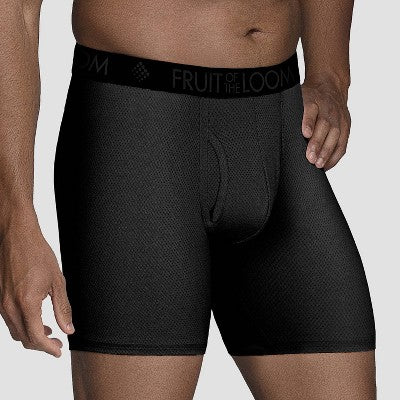 Fruit of the Loom Select Men's 4pk Breathable Friction Guard Pouch Boxer Briefs - Black S