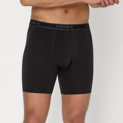 Hanes Premium Men's Cotton Stretch Boxer Briefs - Black L