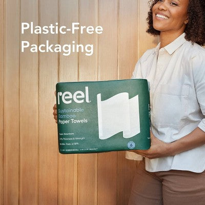 Reel Paper Bamboo Make-A-Size Paper Towels - 6 Mega Rolls - 2-Ply - 135 Sheets