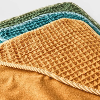 Baby Boys' 3pk Waffle Hooded Bath Towel - Cloud Island Olive Green