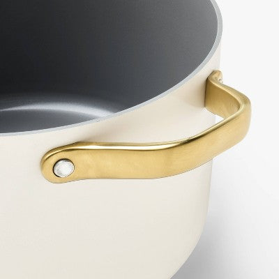 6qt Nonstick Ceramic Coated Aluminum Stock Pot with Champagne Handle Cream - Figmint