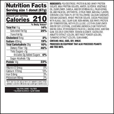 Quest Nutrition Bake Shop Chocolate Frosted Donut Protein Snack Low Sugar - 9.45oz/4pk - 14gms Protein