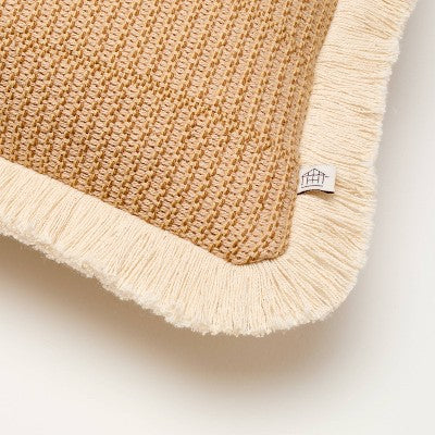 24"x24" Textured Woven Square Toss Pillow Natural - Hearth & Hand with Magnolia (LOCAL PICKUP ONLY)