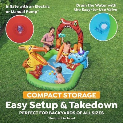 H2OGO! Jurassic Splash Inflatable Water Activity Play Center, 7'11" x 55" x 54"