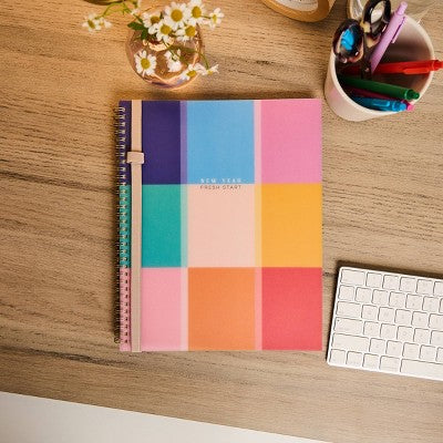 Happy Brands Organized July 2025 - June 2026 Weekly/Monthly Planner 9.37"x11.12" Multicolor Cool Brights