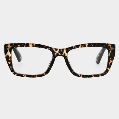 Women's Plastic Cateye Rectangle Blue Light Filtering Reading Glasses - Universal Thread Brown/Tortoise Print: Medium Fit, Recycled Frame