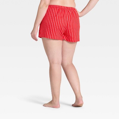 Women's Striped Flannel Pajama Shorts - Auden Red M