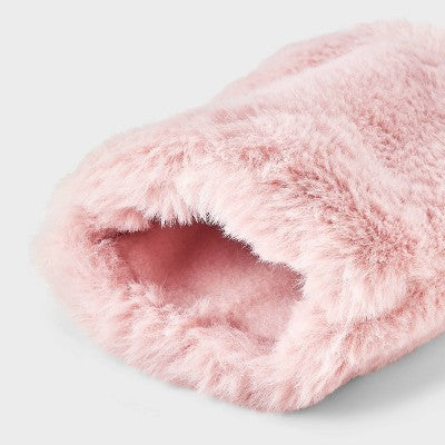 Girls' Faux Fur Fingerless Gloves - art class Pink