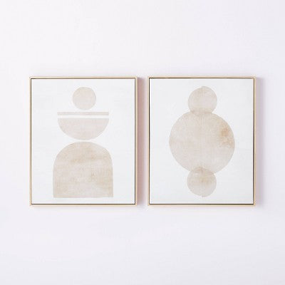 (Set of 2) 20" x 24" Abstract Shapes Framed Canvas Brown - Threshold designed with Studio McGee (LOCAL PICKUP ONLY)