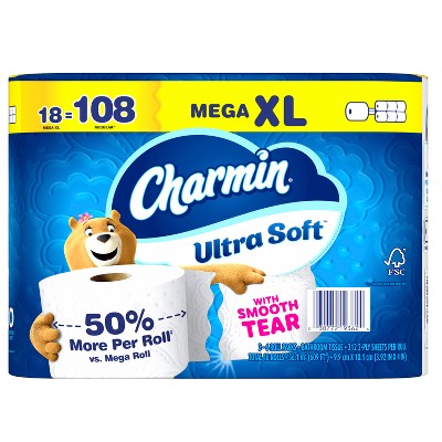 Charmin Ultra Soft Toilet Paper - 18 Mega XL Rolls