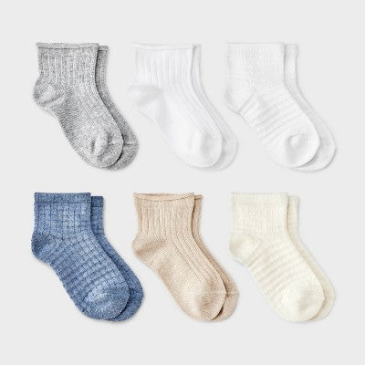 Toddler 6pk Waffle Ribbed Ankle Socks - Cat & Jack 4T-5T
