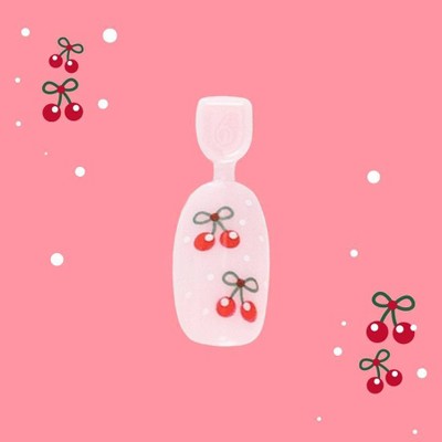 Olive & June Pressies Fake Nails - S/M Round - Cherry Whirl - 28ct