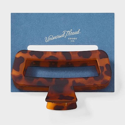 Open Rectangle Jumbo Claw Hair Clip - Universal Thread Brown: Tortoise Print, Fashion Accessory