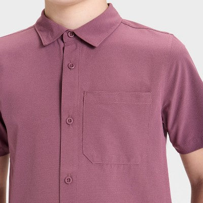 Boys' Short Sleeve AdventureShirt - Heather Burgundy L