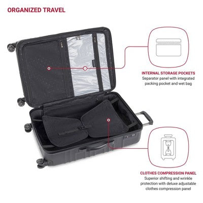 SWISSGEAR Cascade II Hardside Large Checked Spinner Suitcase - Black: (LOCAL PICKUP ONLY)