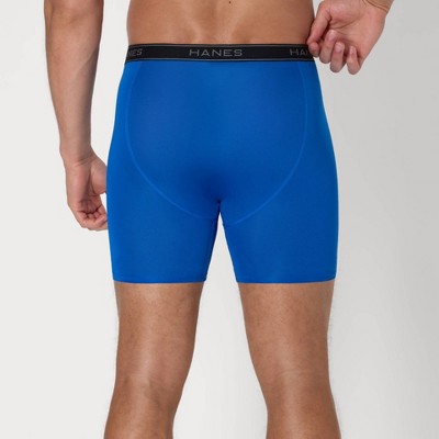 Hanes Men's Performance Stretch Boxer Briefs - Gray/Blue L