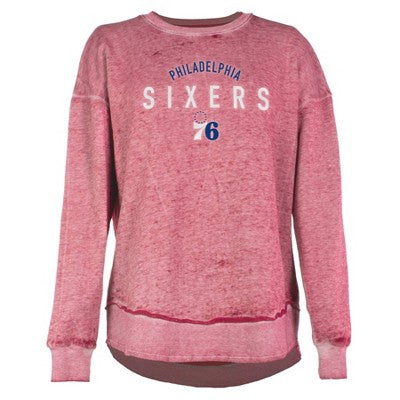 NBA Philadelphia 76ers Women's Burnout Crew Neck Fleece Sweatshirt - M