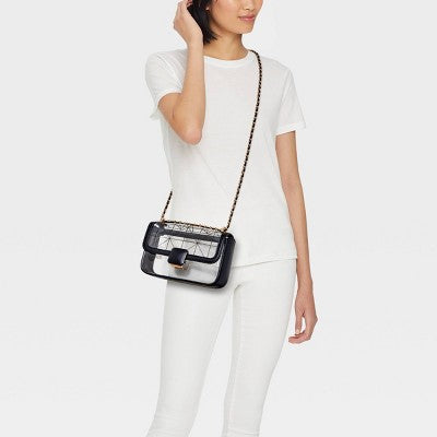 Elongated Refined Crossbody Bag - A New Day Clear: Shell, Adjustable Strap, Structured Design