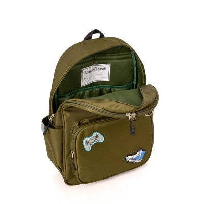 Locker Club Kids' 16L Nylon Backpack with Headphone Pencil Pouch - Olive Green: Tear-Resistant Design