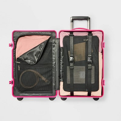 Signature Hardside Trunk Carry On Spinner Suitcase Magenta - Open Story (LOCAL PICKUP ONLY)