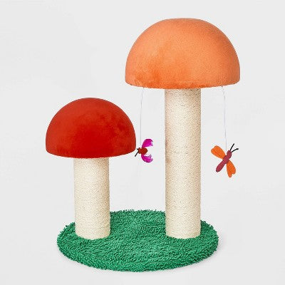 Knock Down Post Novelty Double Toadstool Cat Scratcher - 19" - Boots & Barkley
