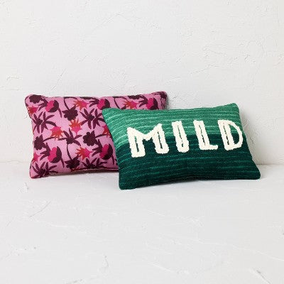2pk 8"x13' Mild and Wild Oblong Decorative Pillows Pink/Teal - Opalhouse designed with Jungalow: Woven Polyester, Indoor Use