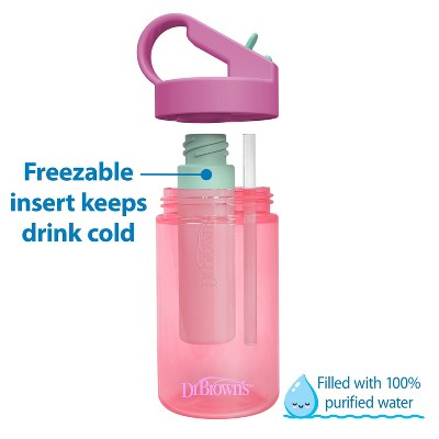 Dr. Brown's 12oz Plastic Sports Water Bottle with Freezer Stick - Aqua Blue