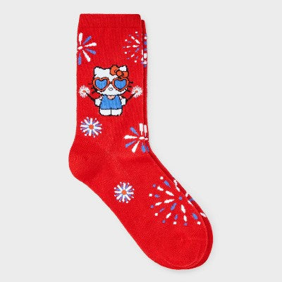 Women's Hello Kitty Americana Crew Socks - Red 4-10