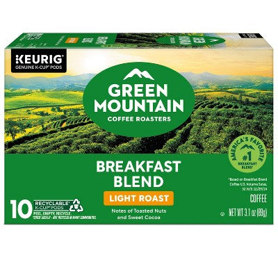 Green Mountain Light Roast Breakfast Blend Coffee Pods - 10ct