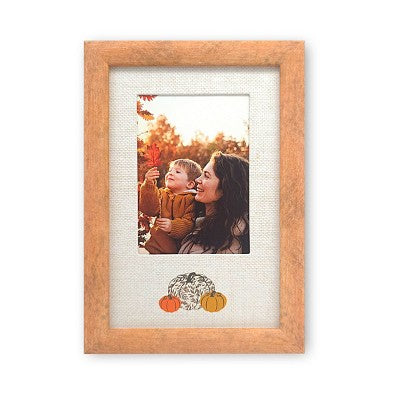 ELSA L 3"x4" 3 Pumpkin Picture Frame Orange