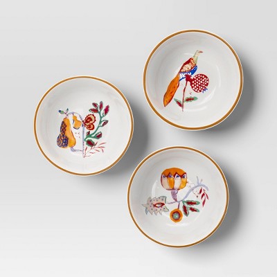 6.5 fl oz 3pk Stoneware Mini Dinner Bowl Set - Threshold