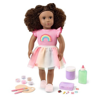 Our Generation Kayla 18" Doll and Real Slime with Arts and Crafts School-Themed Accessories - Dark-Brown Hair/Dark-Brown Eyes