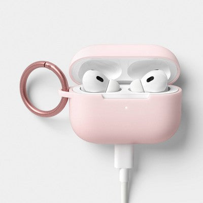 AirPods Pro (1/2 Generation) Silicone Case with Clip - heyday Cosmetic Pink
