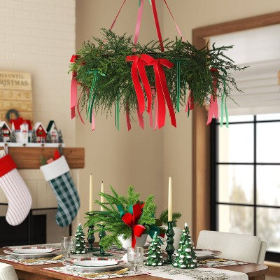 Hanging Ribbon Christmas Wreath - Threshold (LOCAL PICKUP ONLY)