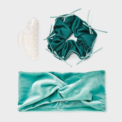 Claw Clip Hair Twister and Headband Set 3 pc - A New Day Teal