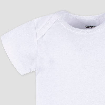 Gerber Baby 4pk Short Sleeve Bodysuits - White 18M: Cotton Ribbed Bodysuits, Crotch Snap, Machine Washable, Infant Apparel
