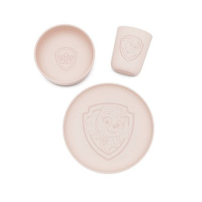 Lalo PAW Patrol 3pc Toddler Mealtime Set Silicone Plate, Bowl, and Cup - Skye