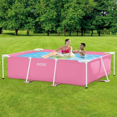 Intex 28266EH 7'L x 5'W x 23-5/8"H Rectangular Metal Frame Above Ground Outdoor Backyard Swimming Pool, 439 Gallons of Water, Pink (LOCAL PICKUP ONLY)