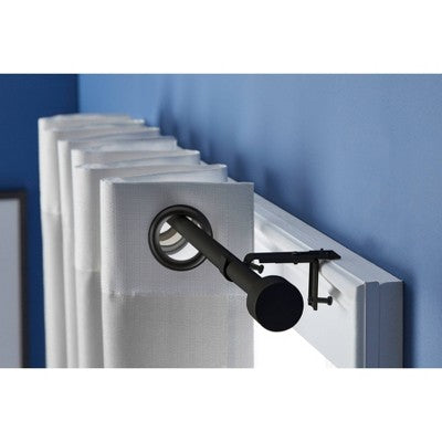 48"-84" Easy Hang Frame Mount Curtain Rod Set Black - Room Essentials: Steel, Single Rod, Painted Finish (LOCAL PICKUP ONLY)