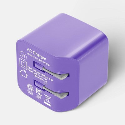 Dual Port (A+C) Wall Adapter - heyday Purple: 20W USB & USB-C Charger