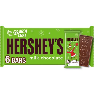 HERSHEY'S KISSES Grinch Embossed Holiday Milk Chocolate Standard Bars - 7.2oz/6pk