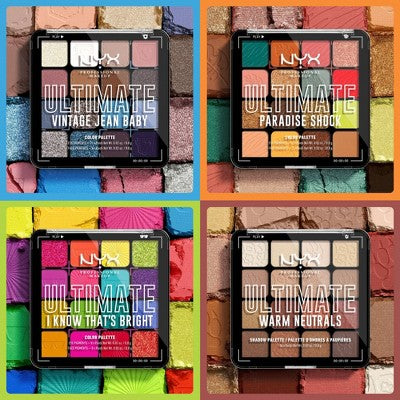 NYX Professional Makeup Ultimate Eyeshadow Palette - I Know That's Bright - 0.32 oz: Pressed Powder, Medium Tones, Brightening