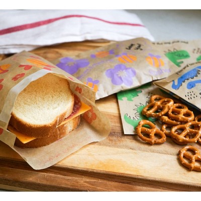 stasher Bees Recyclable Paper Sandwich Reusable Food Storage Bags Brown - 50ct
